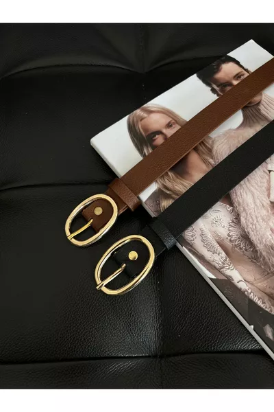 حزام نسائي بسبيكة بيضاوية مزدوجة، حزام للمعاطف، حزام للفساتين، حزام للقمصان