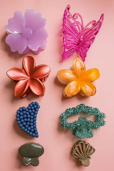 Bouquet de pinces à cheveux - 8 pièces taille moyenne et grande - Modèles et couleurs variés - Idée cadeau
