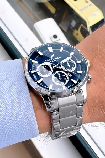 Damat Erkek Kol Saati Gümüş Renk Çelik Kordon Bileklik Hediyeli 