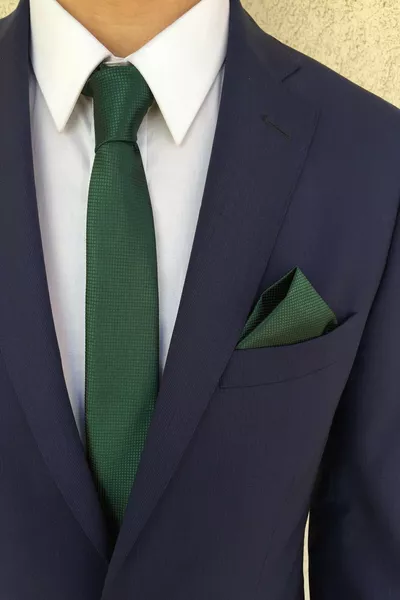 Green Tie and Handkerchief Set 