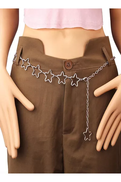 حزام سلسلة للجسم والخصر والفستان والبنطلون والتنورة بتفاصيل نجم