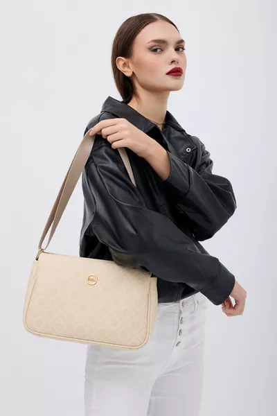 حقيبة كتف نسائية بيج متقاطعة 