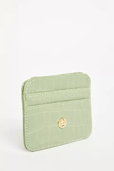 Women's Faux Leather Croco Card Holder AZNS