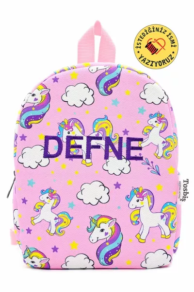 [ نكتب الاسم الذي تريده ] حقيبة ظهر أطفال لطيفة يونيكورن للأعمار من 0-8 سنوات، حقيبة رياض الأطفال
