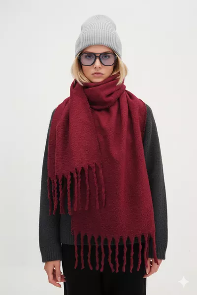 Écharpe Cairo Bouclé % Soft Touch Premium Trend Bordeaux