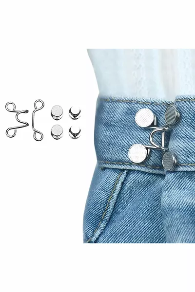 Clip réducteur de taille pour pantalon et robe, pince sans couture, appareil de resserrement de ceinture en métal simple argenté