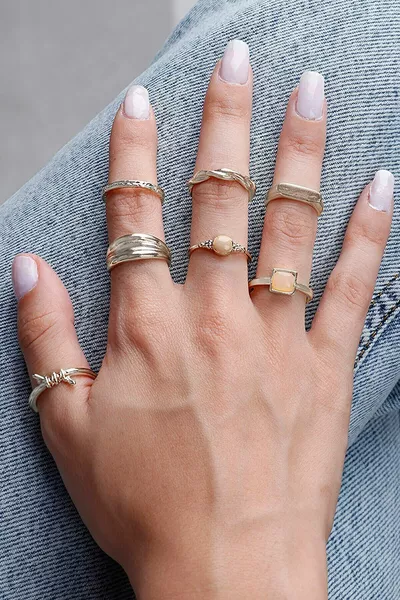 7-Piece Mine Stone Ring and Knuckle Ring Set 