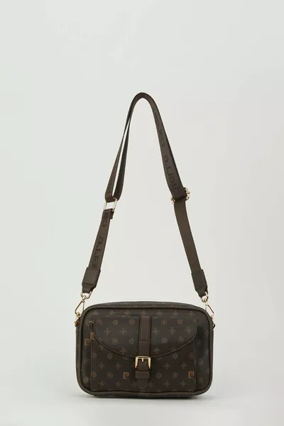 حقيبة كتف نسائية من المونوغرام باللون البني 