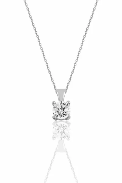 Silver Diamond Solitaire Necklace Model rodaj