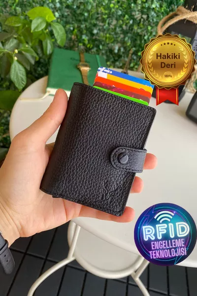 Orlando - Мужской кошелек из натуральной кожи с защитой RFID и механизмом против кражи, черный