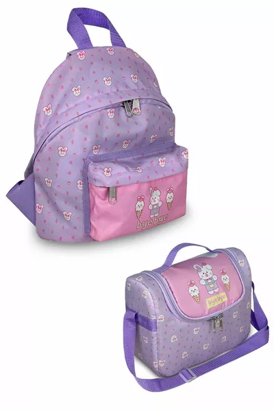 Zaino per la scuola materna 3-6 anni Giocattolo e pranzo prescolare Zaino asilo Set - coniglio