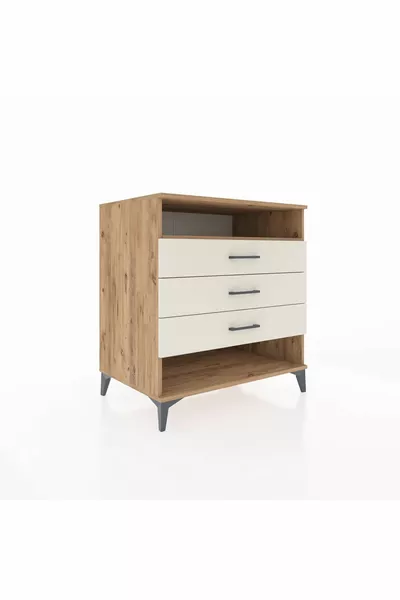 Комод Kronos с одной полкой и тремя ящиками, сосна-ракушка