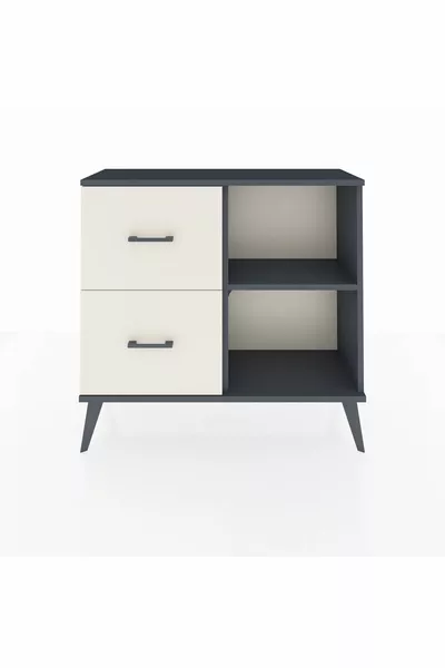 Arges Dressoir Enkelplank 2 Lade Antraciet-Antraciet/Zandsteen