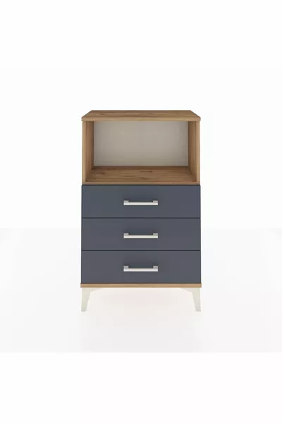 أرجس كومودينو رف واحد بثلاثة أدراج خشب الصنوبر - أنثراسيت