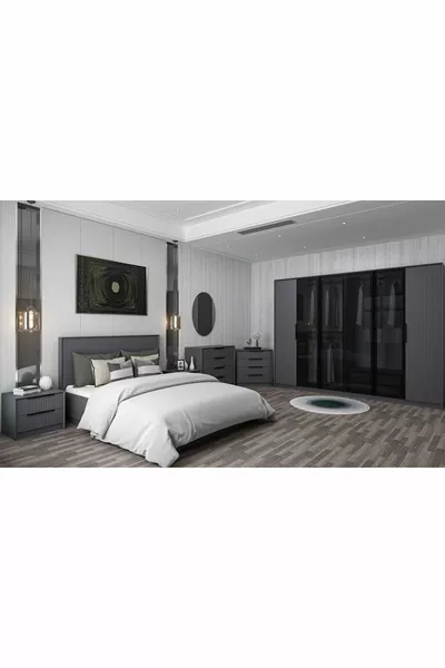Kale Luxe Bedroom Set - Anthracite Set 2
