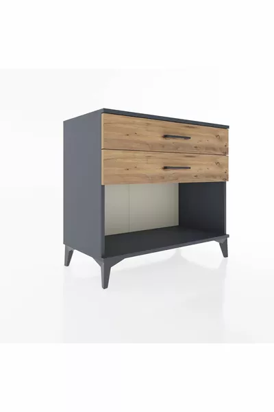 خزانة أدراج هيفريون بطبقين أنثراسيت-صنوبر