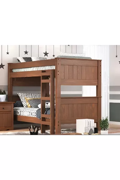 سرير بطابقين مصنوع من خشب الزان أو خشب البلوط الفاخر