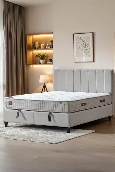 سرير من ماغنوليا مزدوج كامل أورثوبيدي مضاد للبكتيريا + قاعدة مع صندوق + رأس السرير مجموعة 3 قطع