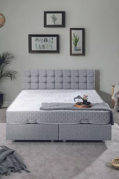 مجموعة رأس سرير مزدوجة فينيتسيا باللون الرمادي الفاتح