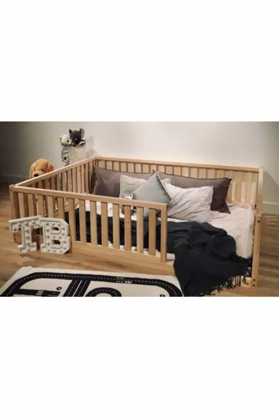 Natural Wood Children's Bed Without Legs