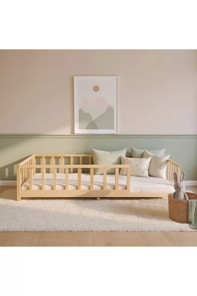 سرير أرضي مونتيسوري خشبي للأطفال  سم