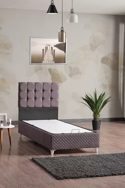 Комплект односпальной кровати с изголовьем Bengü серый *