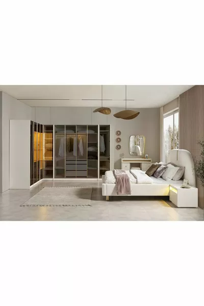 طقم غرفة نوم فيكتوريا مع خزانة زاوية