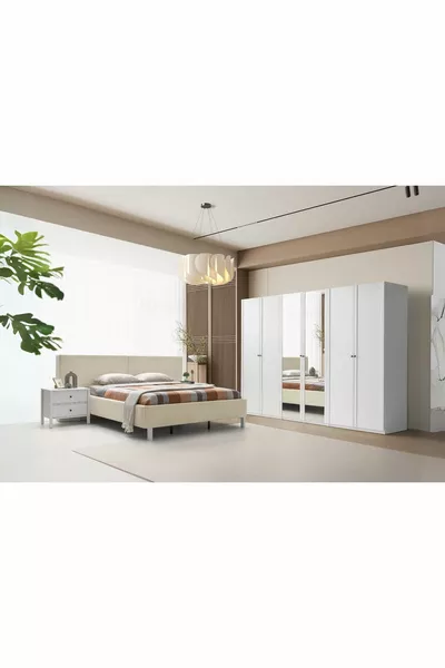Folt White 6-Door Bedroom Set