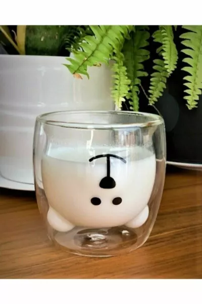 Doppelwandiges Design-Glasbecher Bär und Katze Geschenkartikel Bär und Katze Doppelwandglas