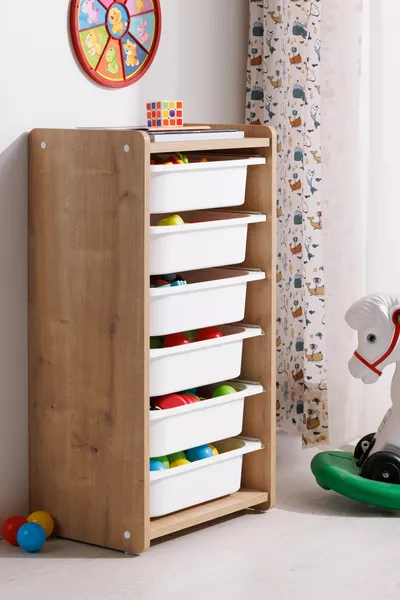 Bw  Kinder Speelgoedkast - Speelgoedkist - Ovale Rand - 6 Planken - Hout -  cm