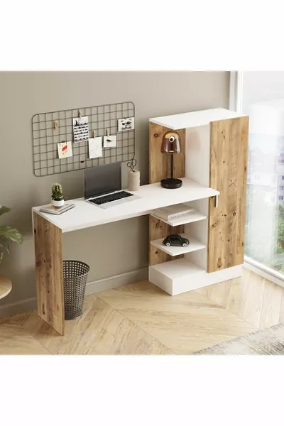 Бюро с библиотека Laura, детско бюро Атлантическа бяла бор -AW