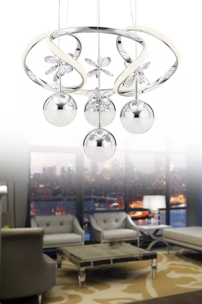 Rodin 3 Kleuren Zilveren Hanglamp LED Moderne LED-kroonluchter