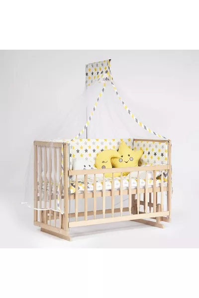 سرير طفل خشبي طبيعي كامل فائق 4 مستويات بجانب الأم يهتز مع مجموعة النوم + المرتبة