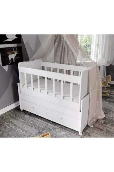 MDF cm Double Drawer Economical Rocking Cradle White % MDF