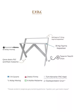 X-Poot Bureaumeubel met Plank  Cm Wit