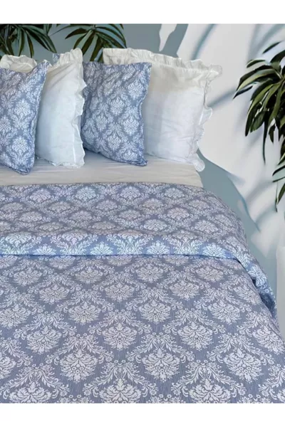Damask Pattern Blue Luxury Duvet Cover Set - Single Bed, 1st Quality
