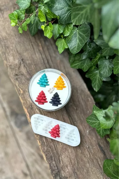 3D Kiefer Mini Vierer-Kerzenform (Silikon) (1 Stück)