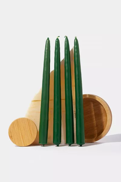 Набор из 4 зелёных свечей для подсвечника