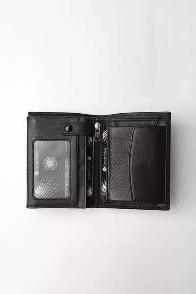 محفظة جلد طبيعي للرجال باللون الأسود t