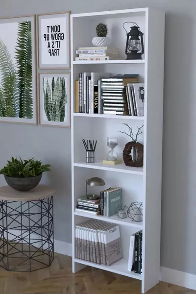 Dekorsan Beyaz 5 Raflı Kitaplık