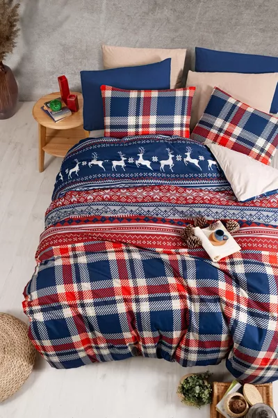 Double Bed Duvet Cover Set with Fitted Sheet Cerf