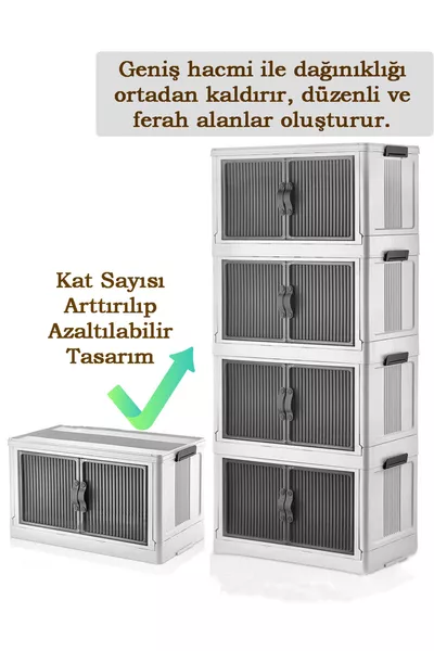 4-етажно сгъваемо модулно шкафче – Органайзер за дома, офиса и килера, мултифункционален шкаф с вместимост  л