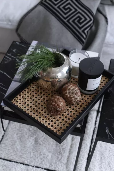 صينية خوص، صينية تقديم هازيران، صندوق ديكوري، للتقديم (HAZERAN) أسود