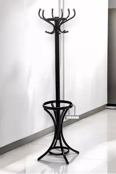 Metal Standing Coat Rack with Clothes Hangers, Hall Tree, and Umbrella Holder