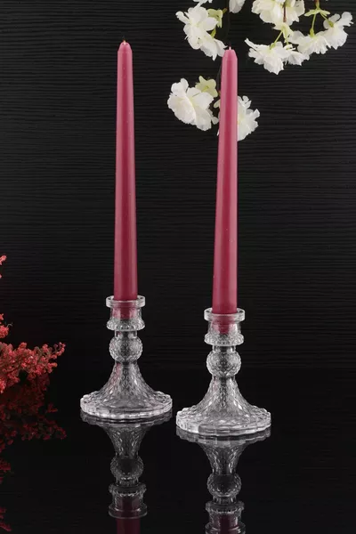 HANE Двоен стъклен свещник Малък декоративен комплект свещници с кристален вид