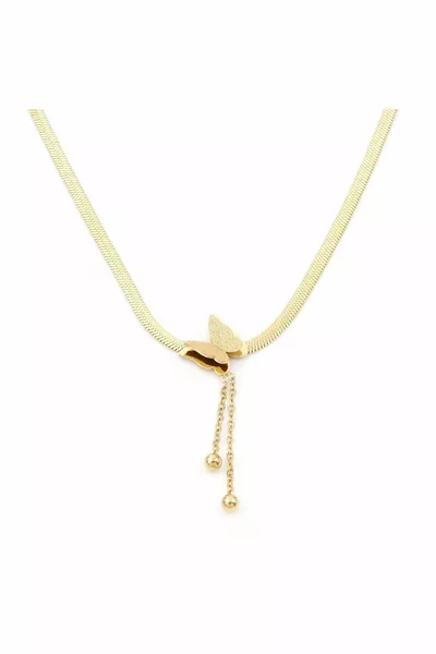 Elegant Butterfly Pendant Snake Chain Gold-Plated Aesthetic Steel Necklace Gift