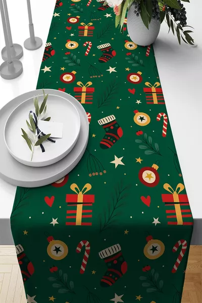 Nappe de Noël Premium en duvet de poulain, tissu anti-taches pour le Nouvel An, chemin de table cm 