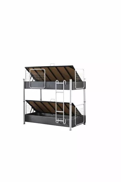 Ranba Wicker White Metal Removable Single Gray Loft Bed with Storage Base