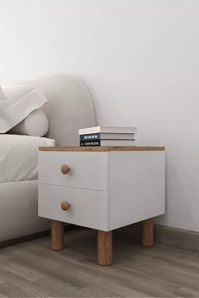 Sun 2 Çekmeceli Komodin - Atlantik Çam - Beyaz