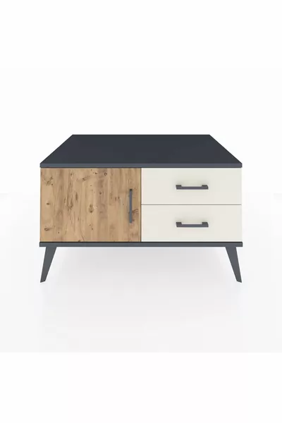 خزانة كرونوس ذات رف واحد ودرجين وباب واحد أنترسايت-صنوبر/حجر رملي